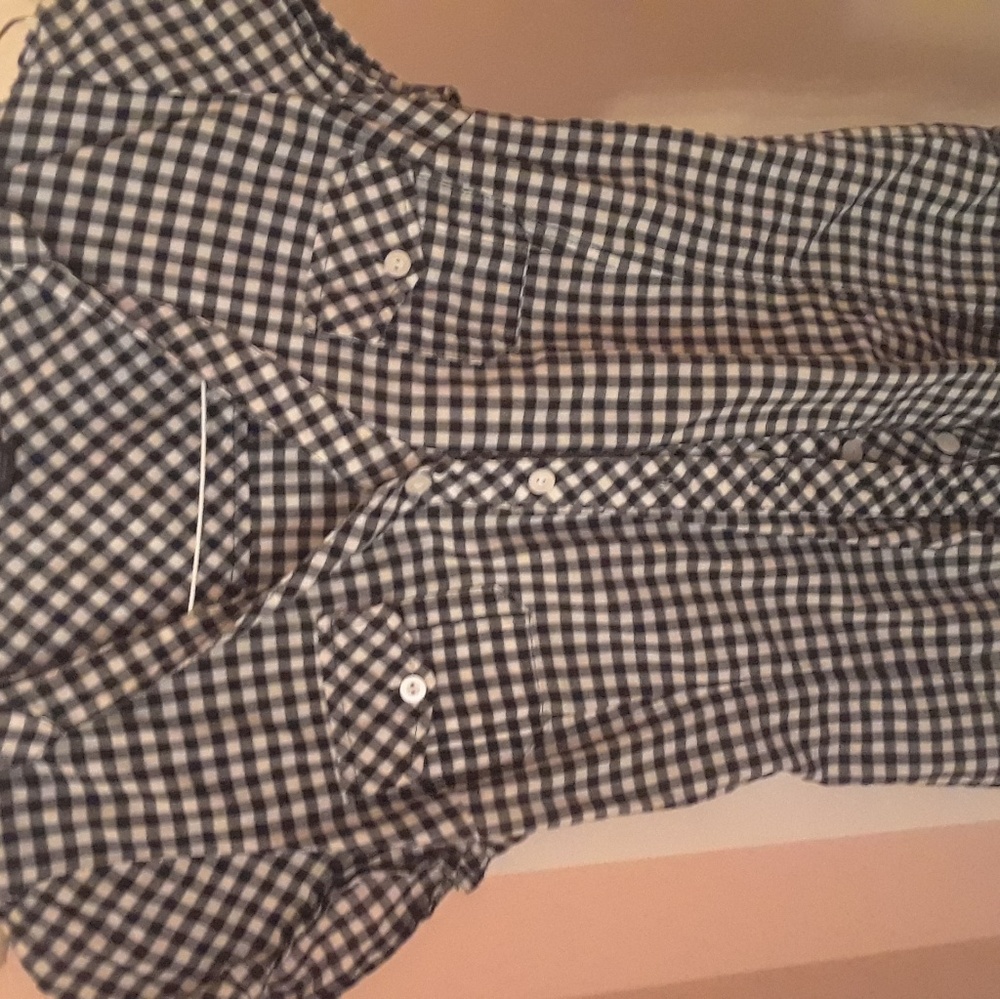 Black and white checkered short sleeve buttondown